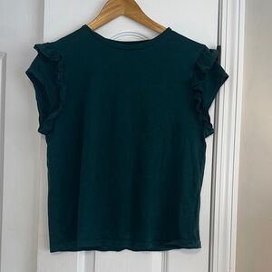 a new day Dark Green Ruffle Sleeve Tee